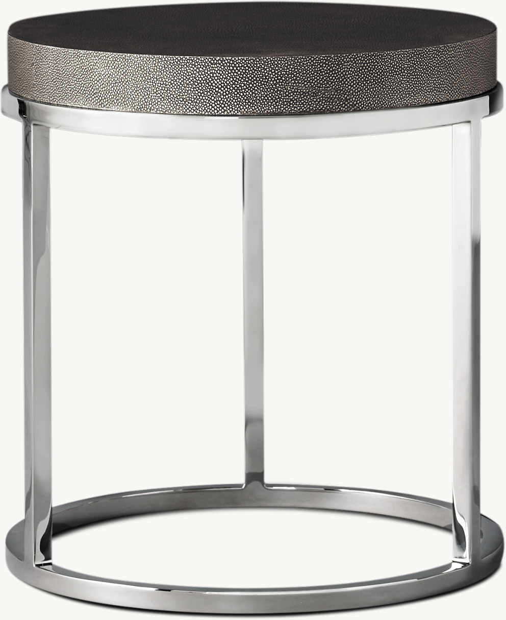 Detail view of Nicholas Shagreen Round Side Table showing shagreen side table design