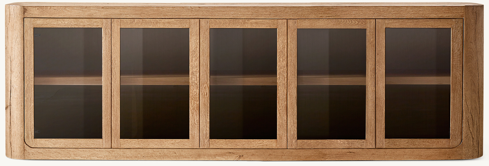 Detail view of Oslo Glass 5-Door Sideboard showing oak sideboard design
