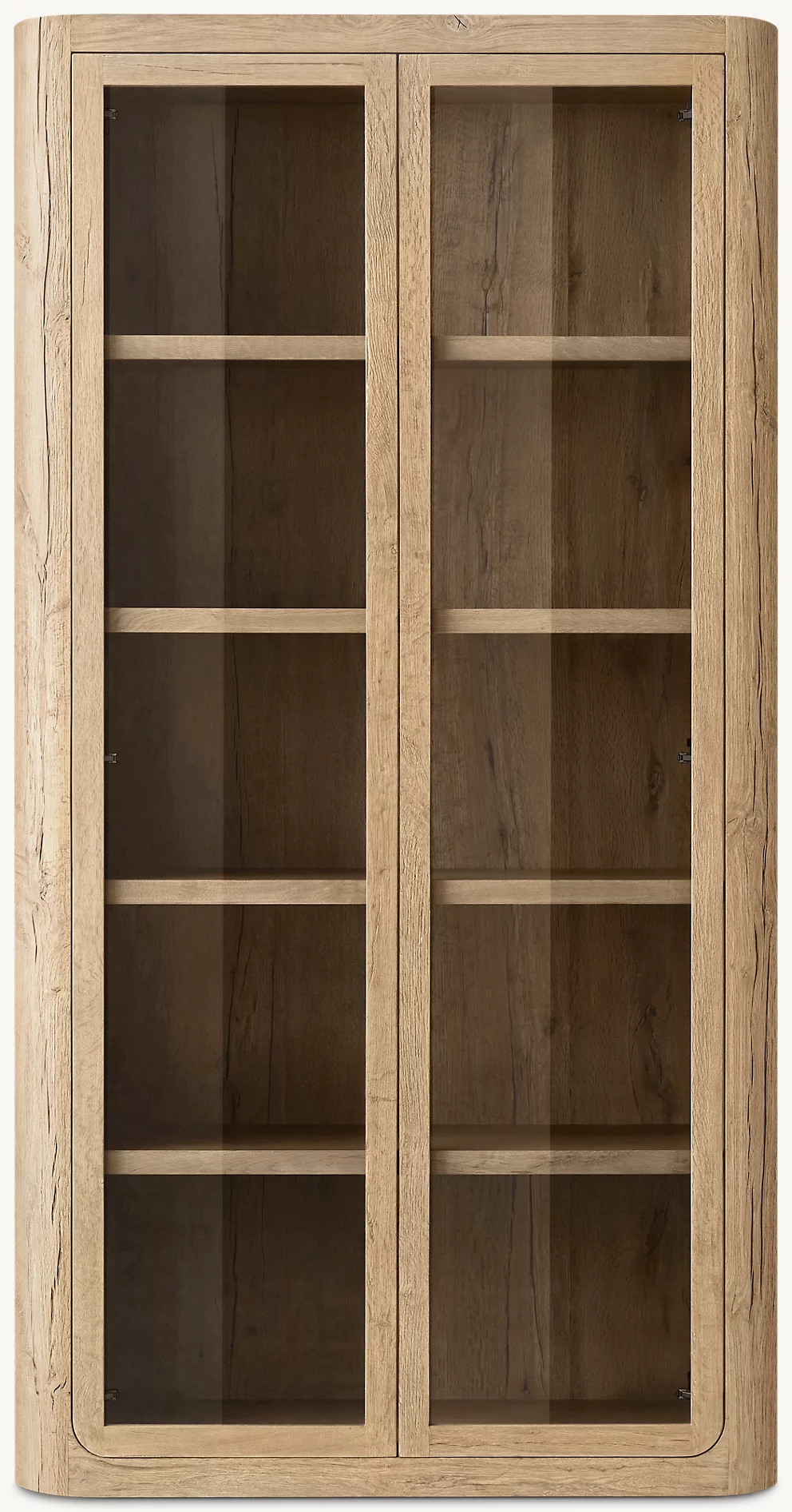 Detail view of Oslo Glass Cabinet showing oak cabinet design