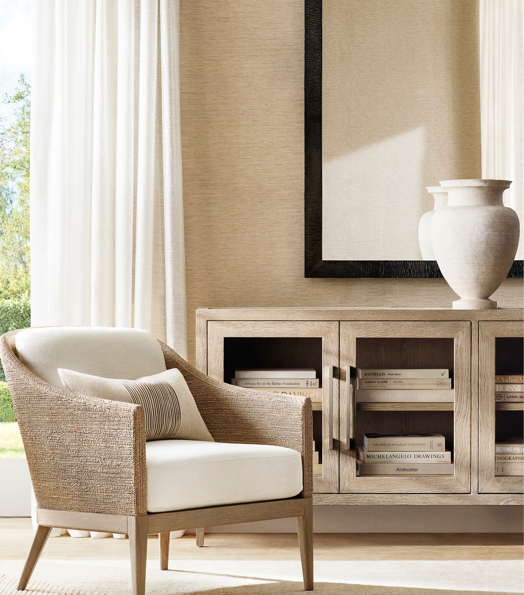 Oslo Glass Triple-Door Sideboard Oak for living room