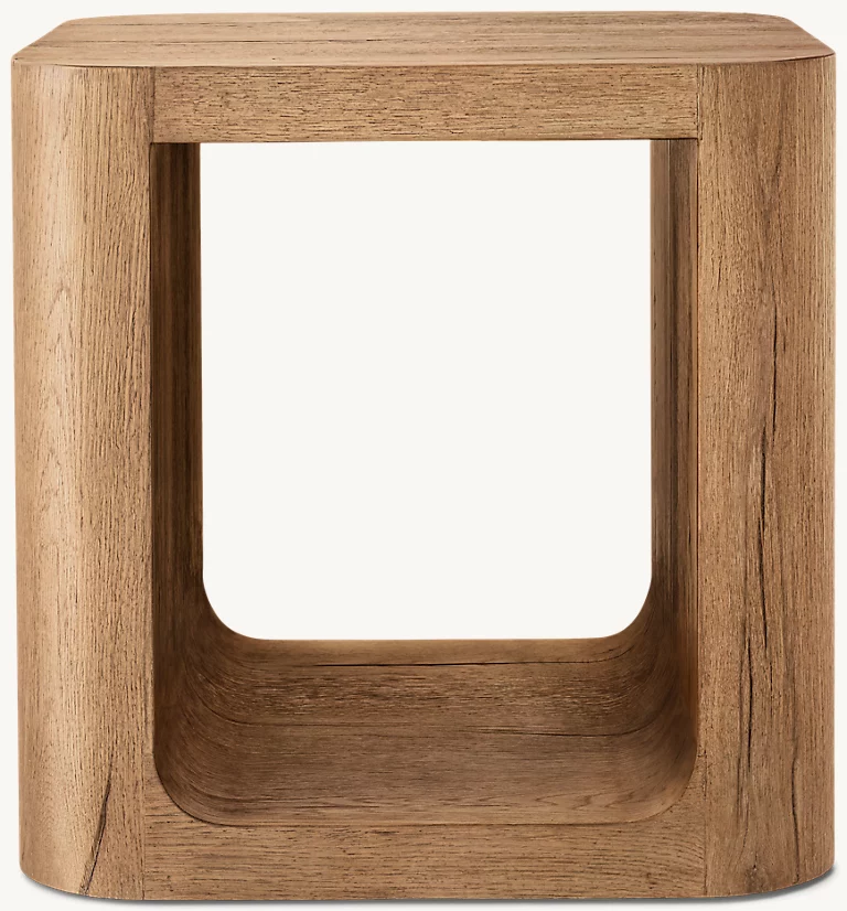 Detail view of Oslo Open Square Side Table showing oak side table design