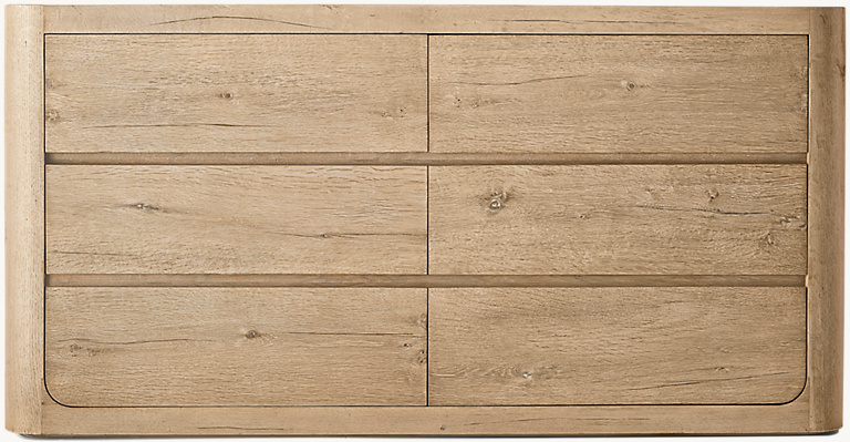 Detail view of Oslo 6-Drawer Dresser showing oak dresser design