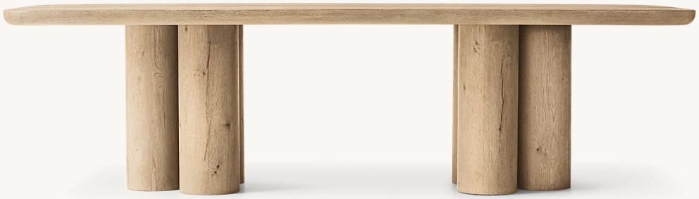 Detail view of Oslo Cylinder Rectangular Dining Table showing oak rectangular dining table design