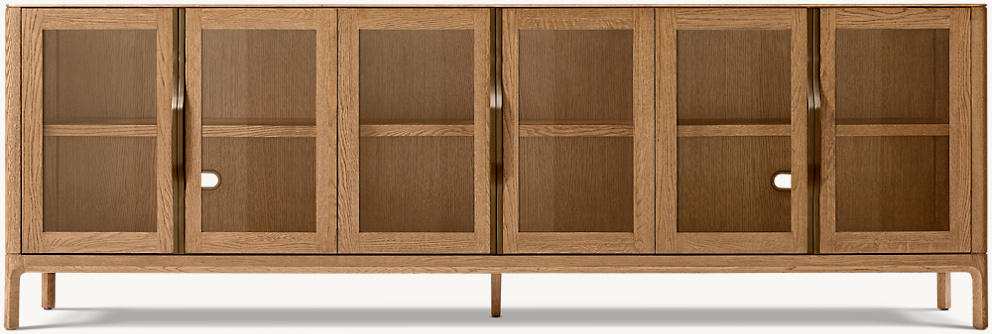 Detail view of Padua Glass 6-Door Sideboard showing oak sideboard design