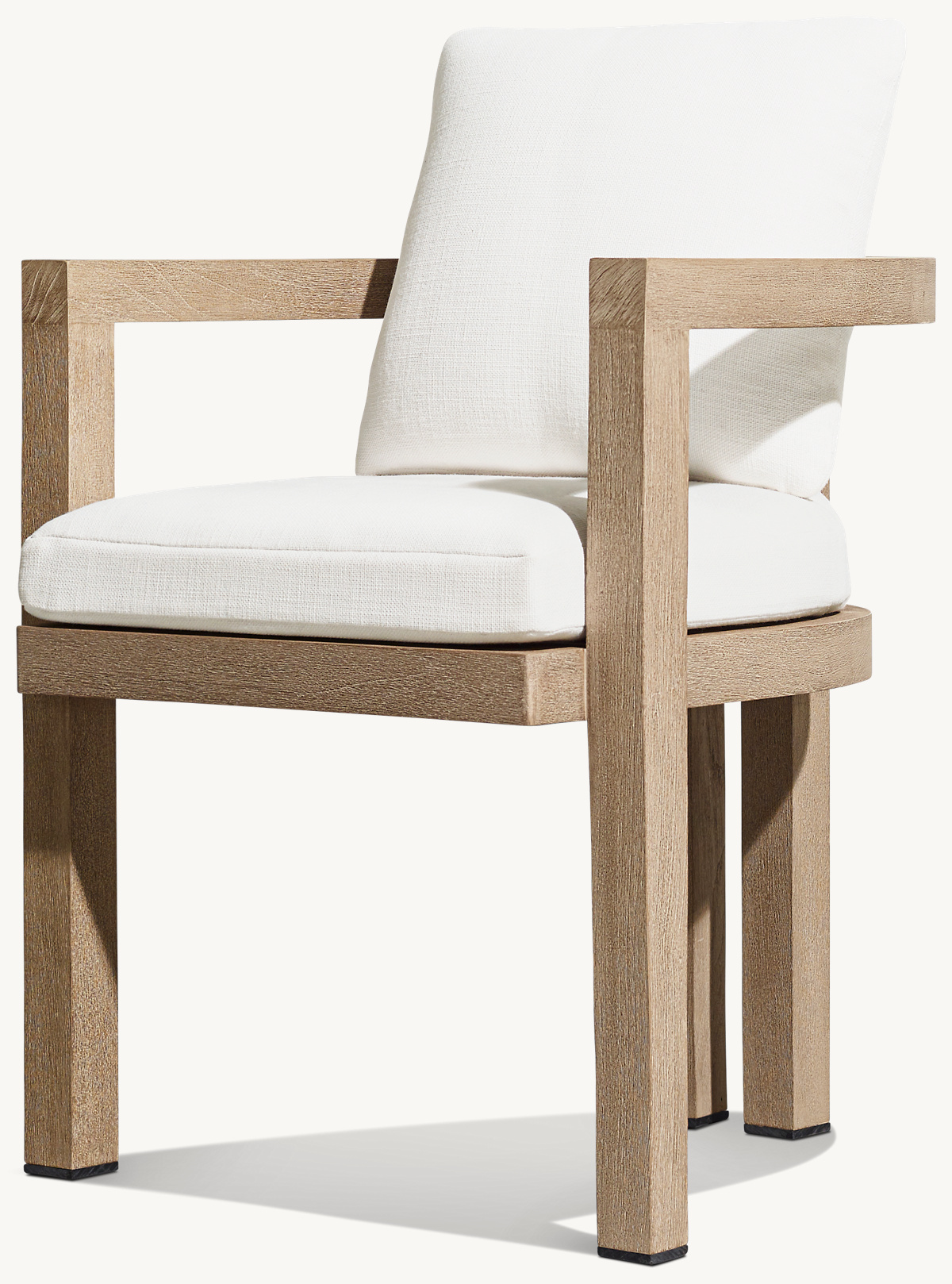 Detail view of Portofino Teak Armchair showing teak armchair design