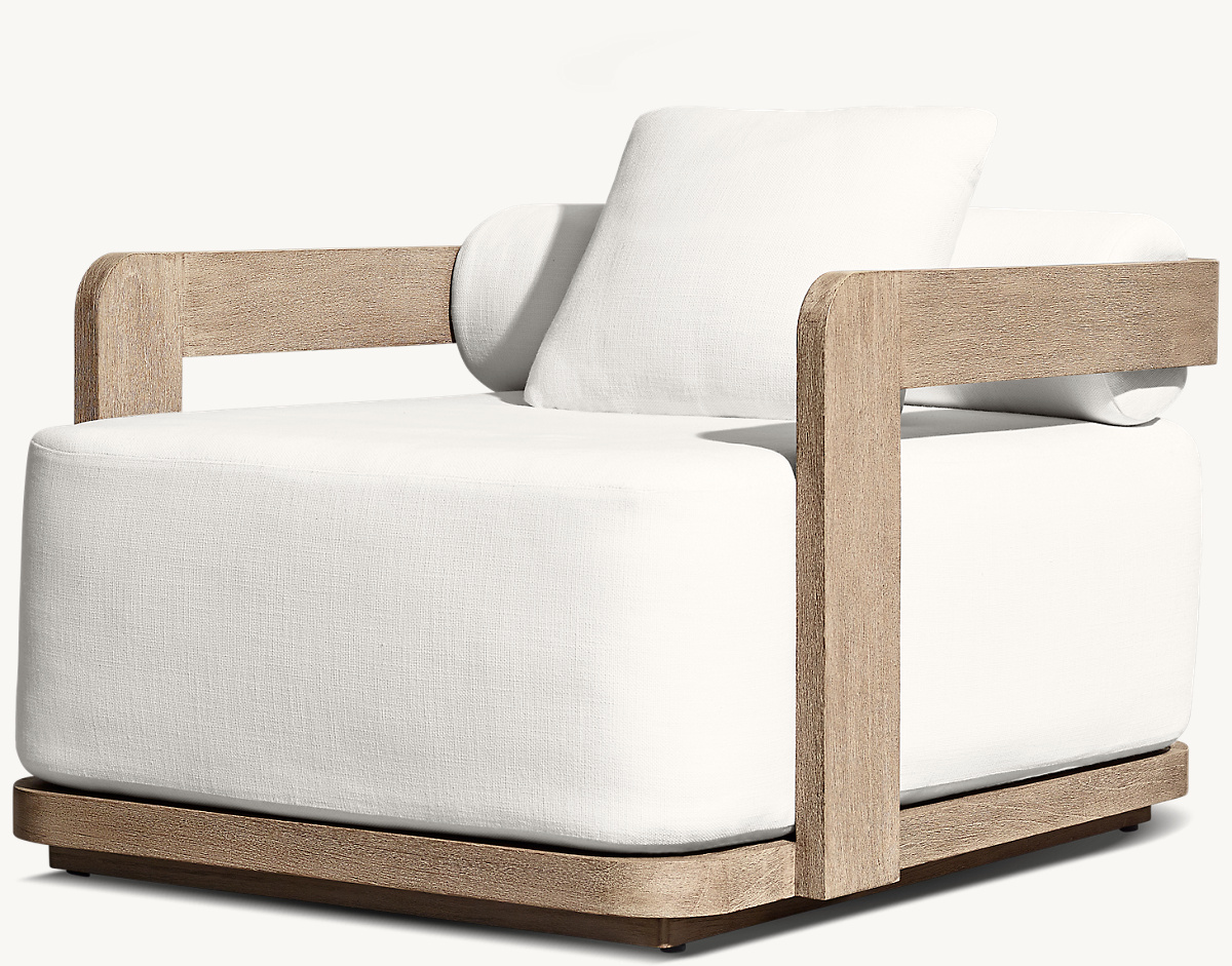 Detail view of Prado Teak Lounge Chair showing teak lounge chair design