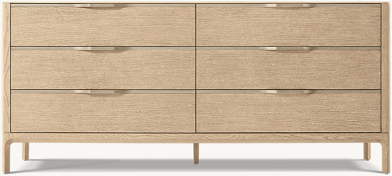 Detail view of Padua 6-Drawer Dresser showing oak dresser design