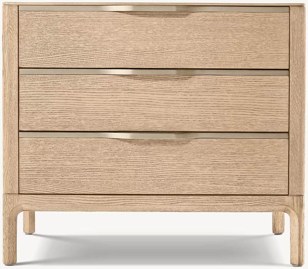 Detail view of Padua Closed Nightstand showing oak nightstand design