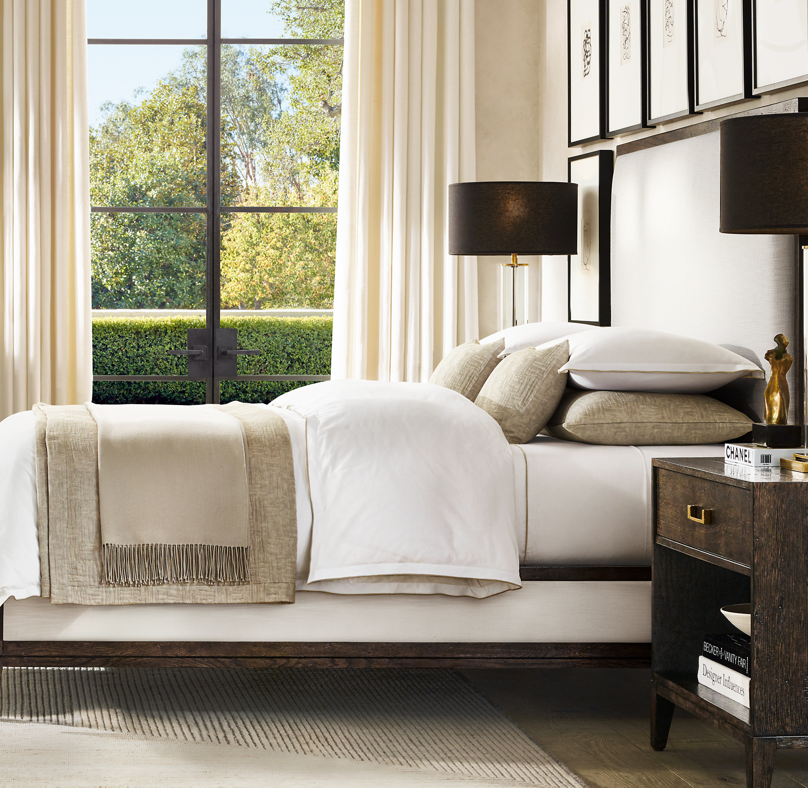 Pfeiffer Channel Upholstered Bed - Pewter Fabric for bedroom