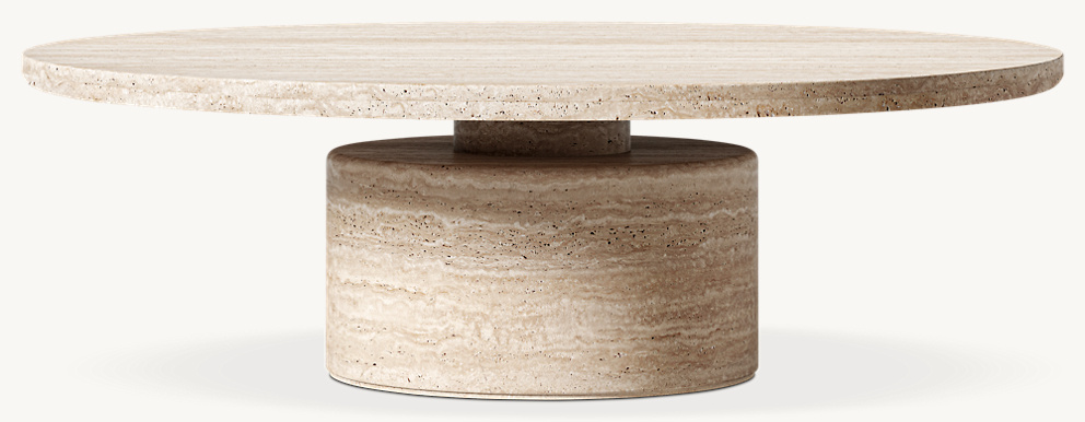 Detail view of Ponti Round Coffee Table showing marble coffee table design