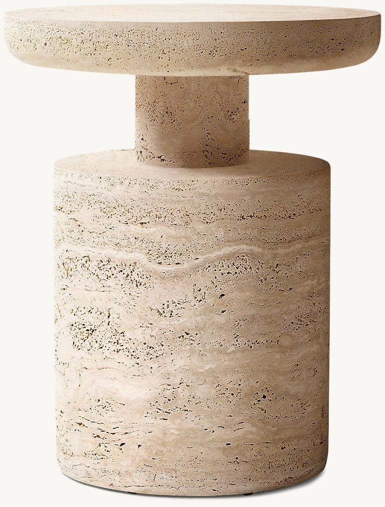 Detail view of Ponti Round Side Table showing marble side table design