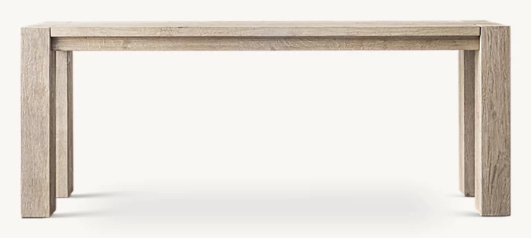 Detail view of Reclaimed Russian Oak Parsons Console Table showing oak console design