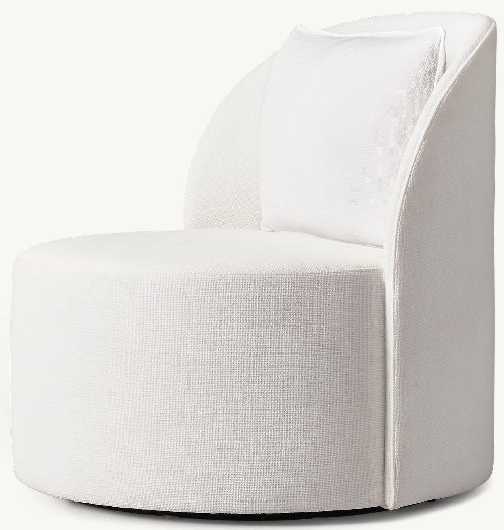 Detail view of Reynaux Slope Swivel Chair showing wood armchair design