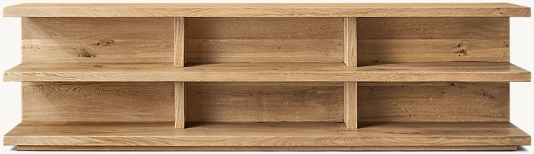 Detail view of Reclaimed Oak Low Console Table showing oak console design