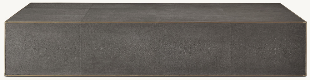 Detail view of Saunderson Shagreen Cube Coffee Table showing shagreen coffee table design
