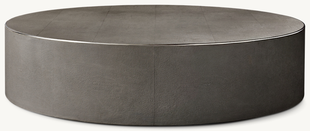 Detail view of Saunderson Shagreen Cylinder Coffee Table showing shagreen coffee table design