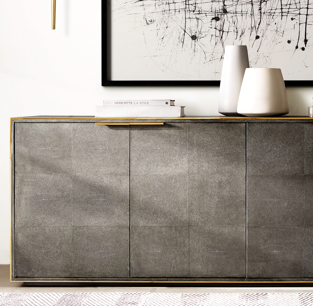 Saunderson Shagreen Panel 4-Door Sideboard for living room