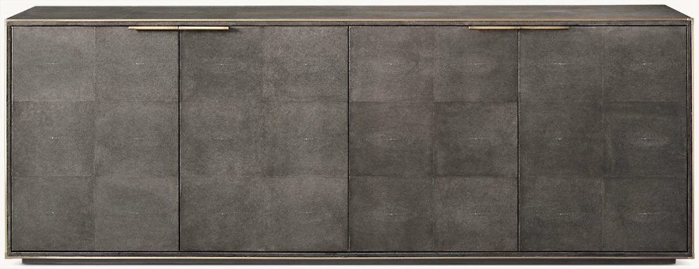 Detail view of Saunderson Shagreen Panel 4-Door Sideboard showing shagreen sideboard design