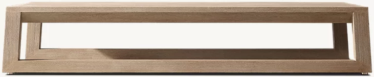 Detail view of Sebastian Teak Coffee Table showing teak coffee table design