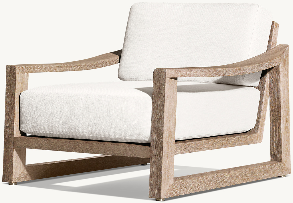 Detail view of Sebastian Teak Lounge Chair showing teak lounge chair design