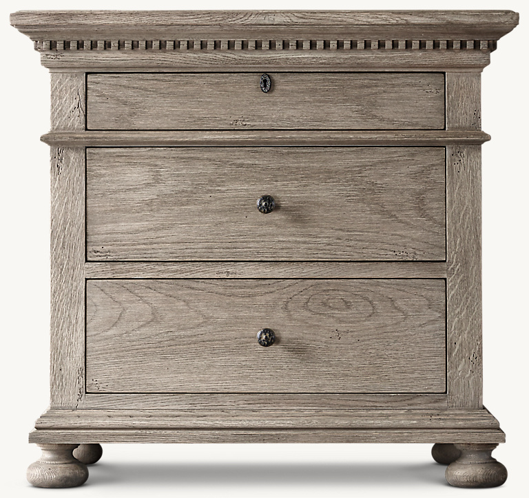 Detail view of St. James Closed Nightstand showing oak nightstand design