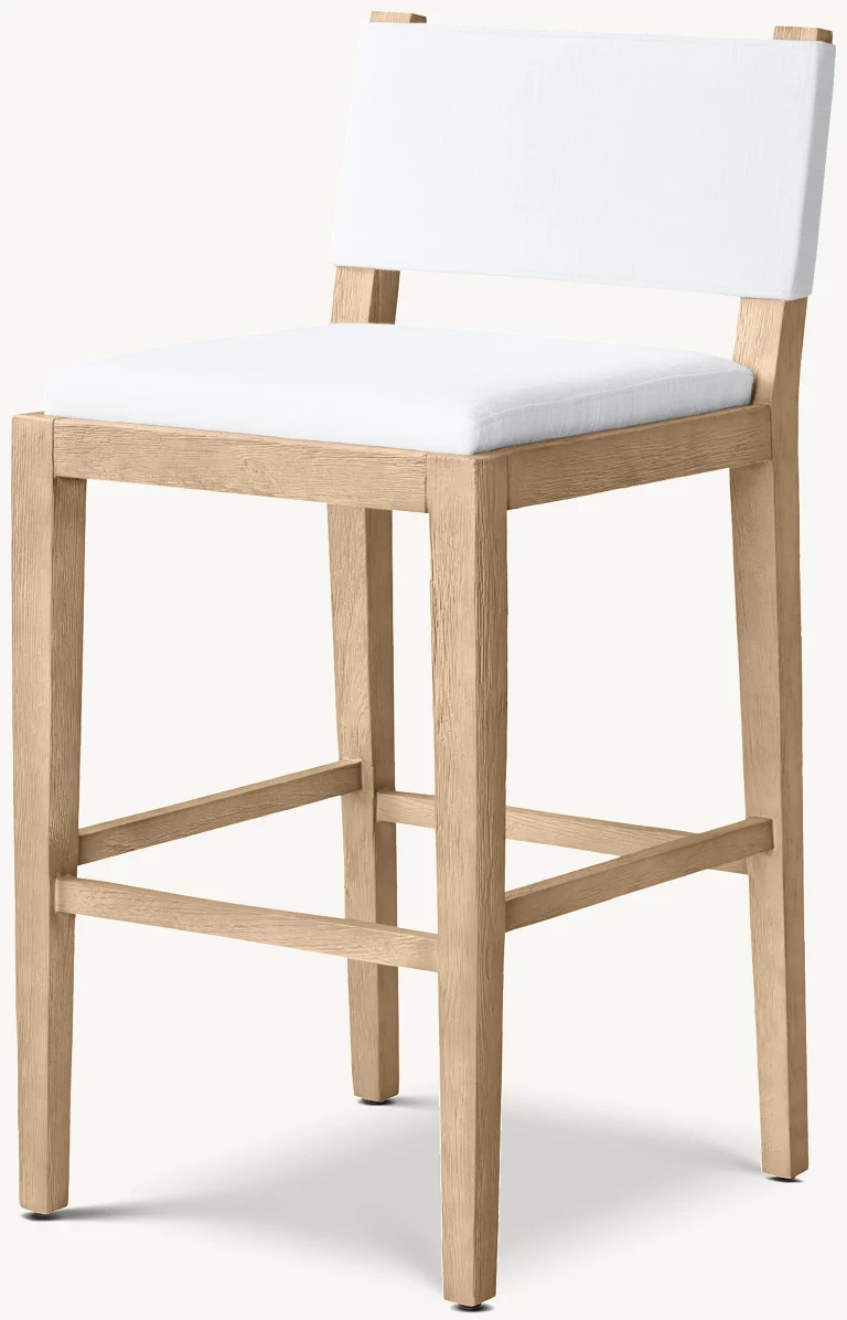 Detail view of Saddle Fabric Bar & Counter Stool showing fabric bar stool design