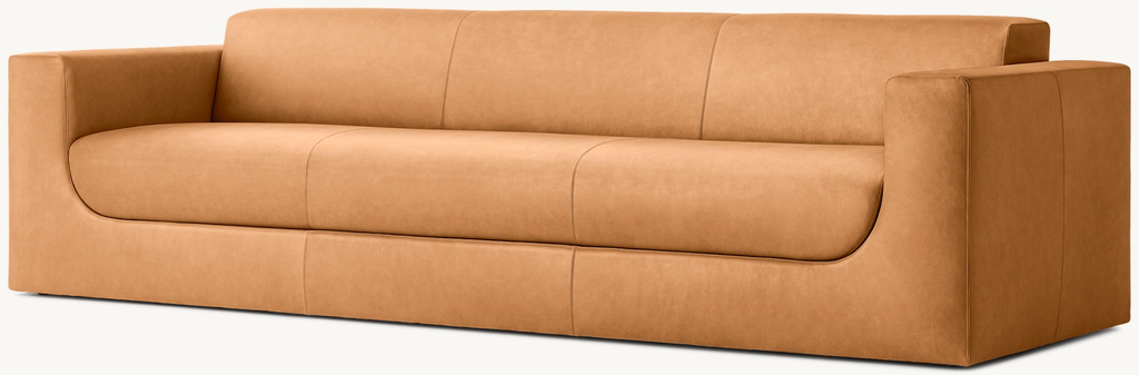 Detail view of Sculptural Sofa showing fabric sofa design