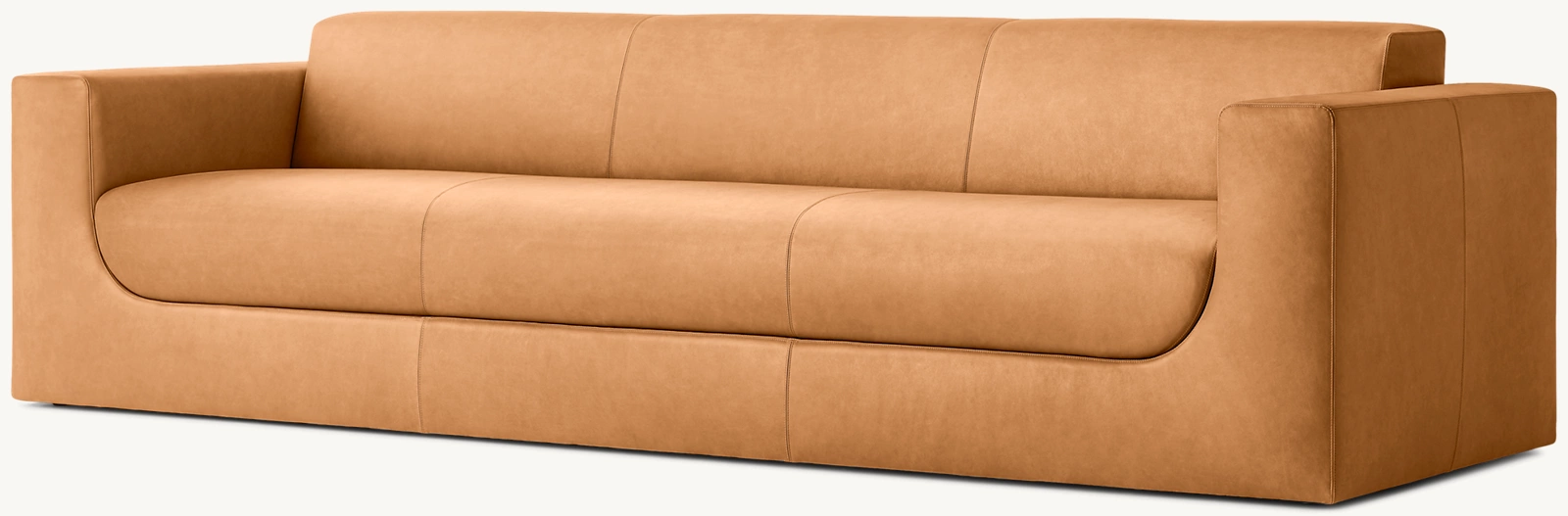 Detail view of Sculptural Sofa showing fabric sofa design