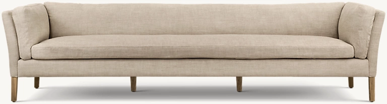 Detail view of Sorensen Bench-Cushion Sofa showing fabric sofa design