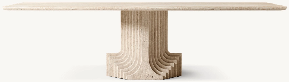 Detail view of Strada Rectangular Dining Table showing marble rectangular dining table design