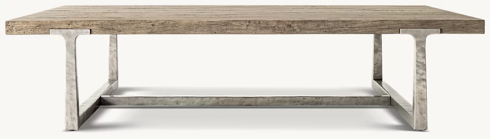 Detail view of T-Brace Coffee Table showing aluminum coffee table design