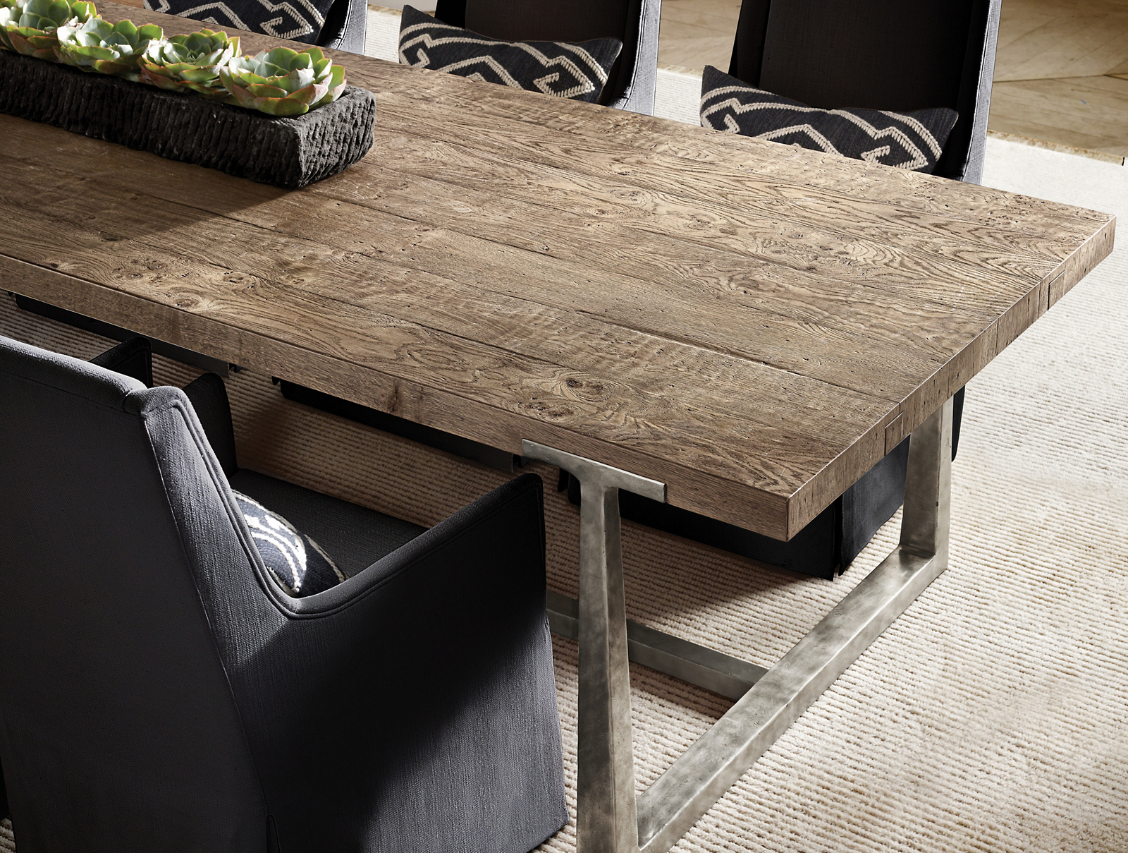 T-Brace Rectangular Extension Dining Table Aluminum for dining room