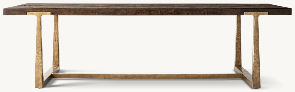 Detail view of T-Brace Rectangular Extension Dining Table showing aluminum dining table design