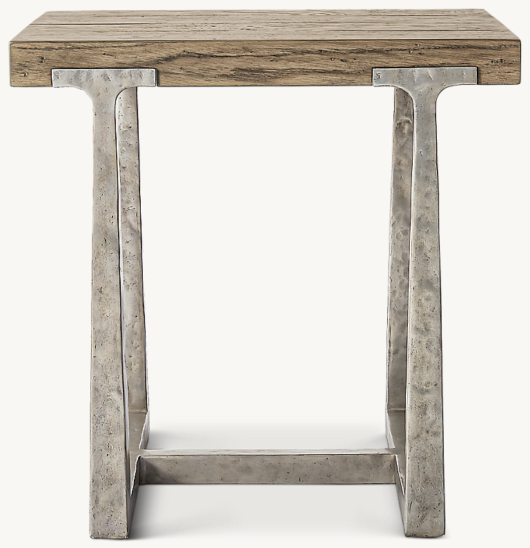 Detail view of T-Brace Rectangular Side Table showing aluminum side table design