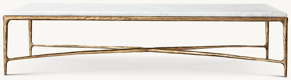 Detail view of Thaddeus Marble Coffee Table showing marble coffee table design