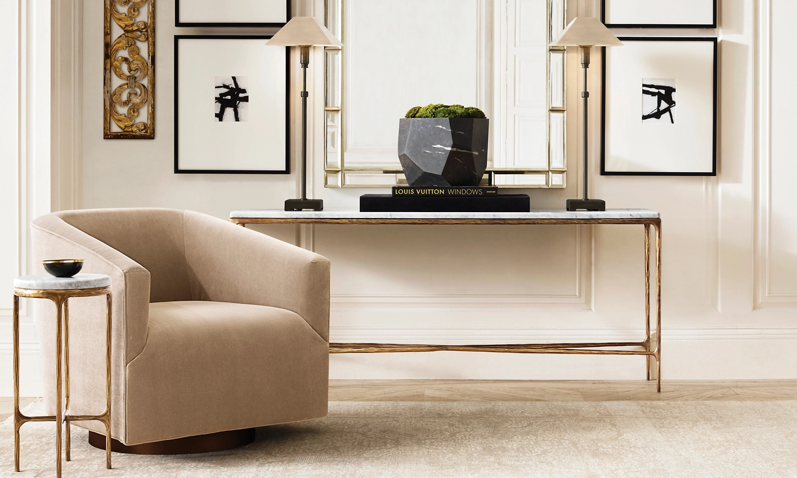Thaddeus Marble Rectangular Console Table for living room