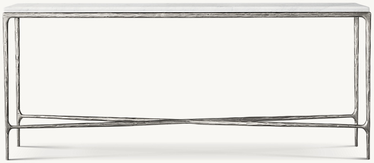 Detail view of Thaddeus Marble Rectangular Console Table showing marble console design