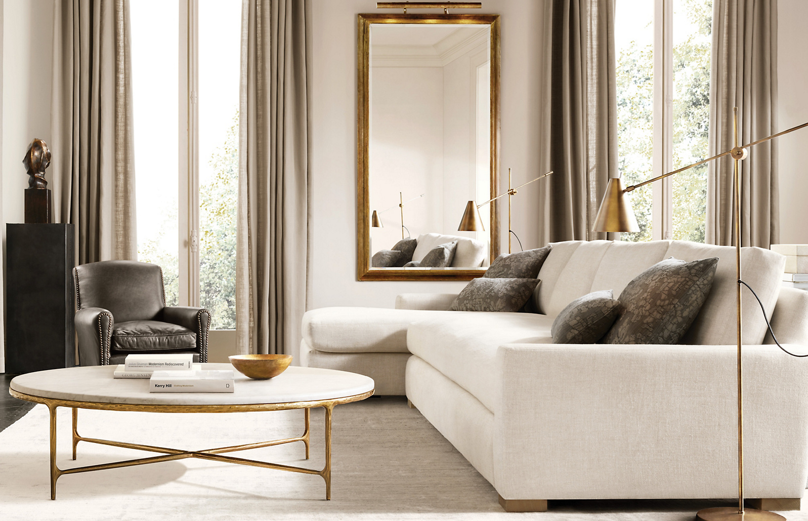 Thaddeus Marble Round Coffee Table for living room