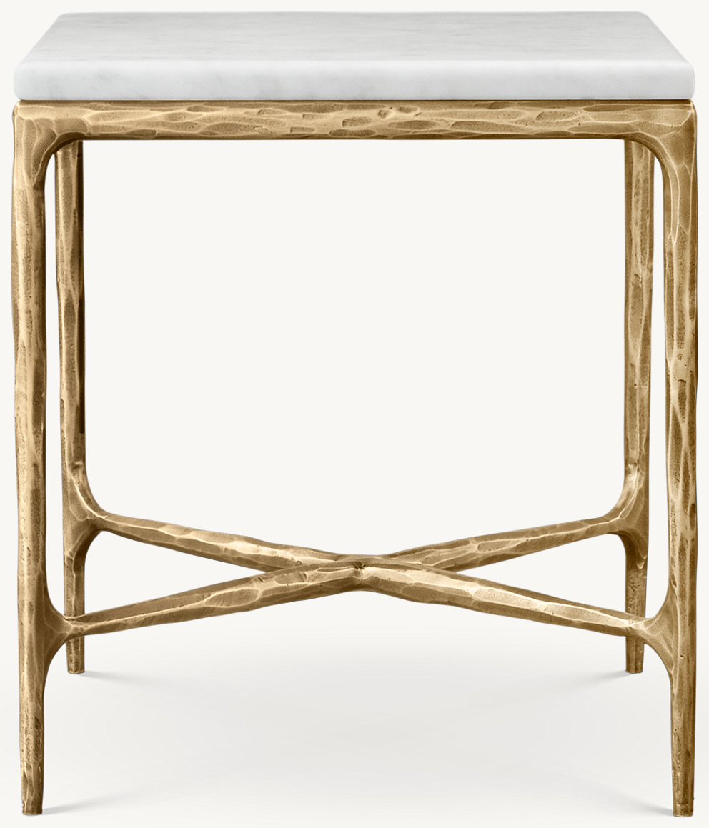 Detail view of Thaddeus Marble Square Side Table showing marble side table design