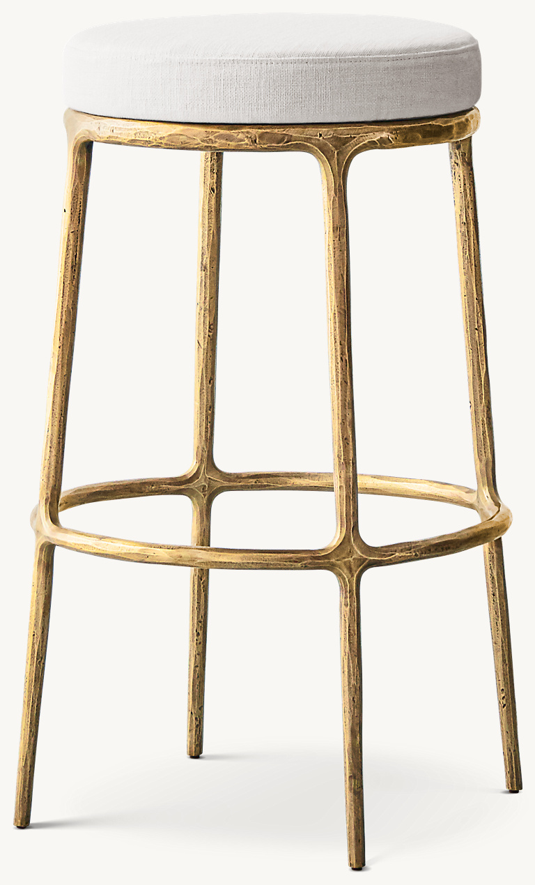 Detail view of Thaddeus Backless Leather Swivel Bar & Counter Stool showing leather bar stool design