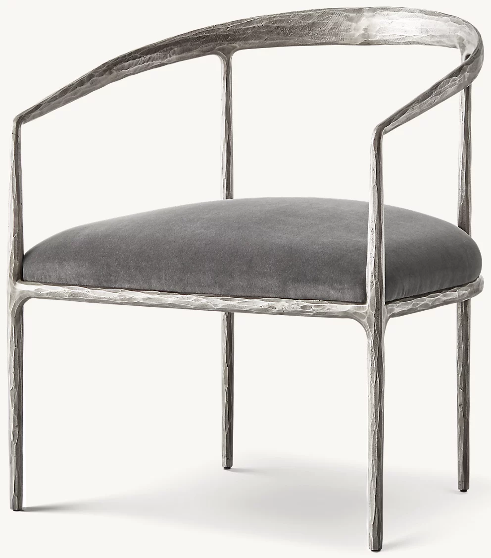 Detail view of Thaddeus Curved Chair showing finish furniture design