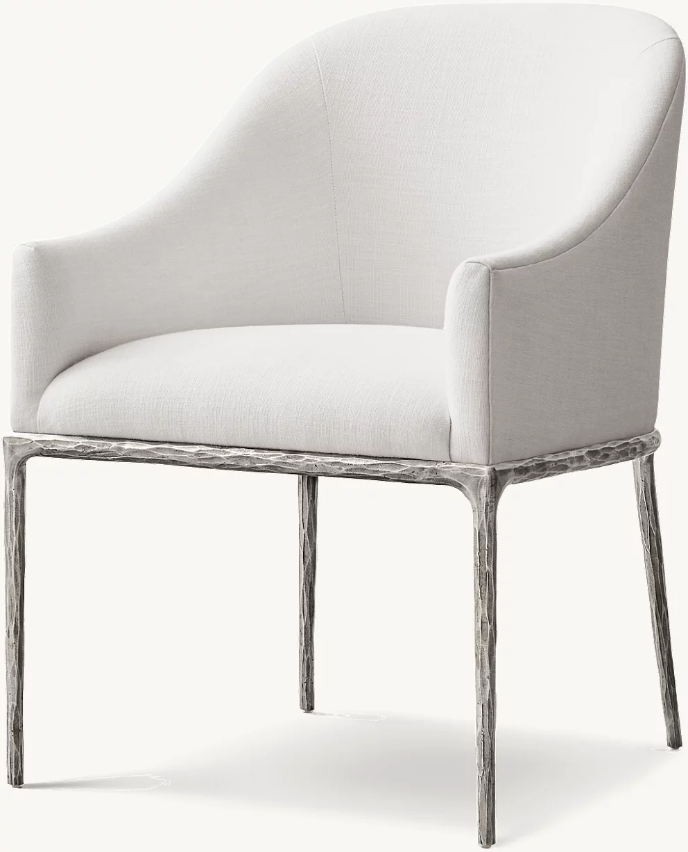 Detail view of Thaddeus Slope Fabric Dining Armchair showing fabric dining armchair design