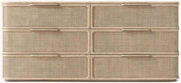 Detail view of Trieste 6-Drawer Dresser showing oak dresser design