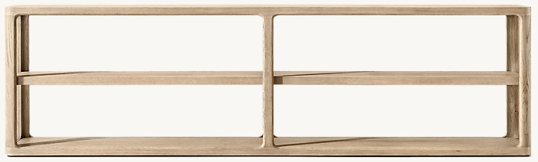 Detail view of Trieste Low Console Table showing oak console design