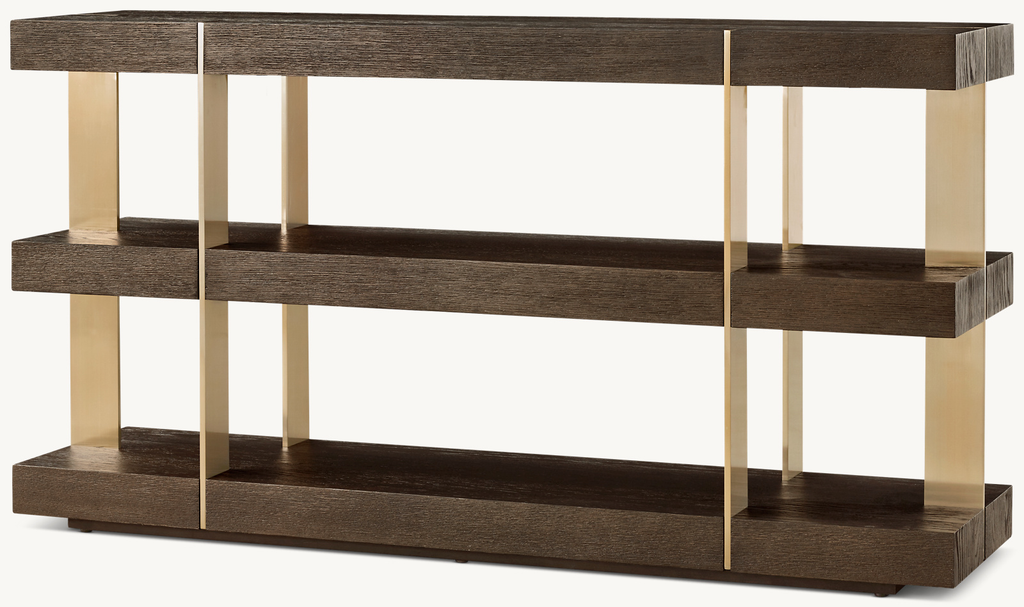 Detail view of Verrazano Console Table showing oak console design