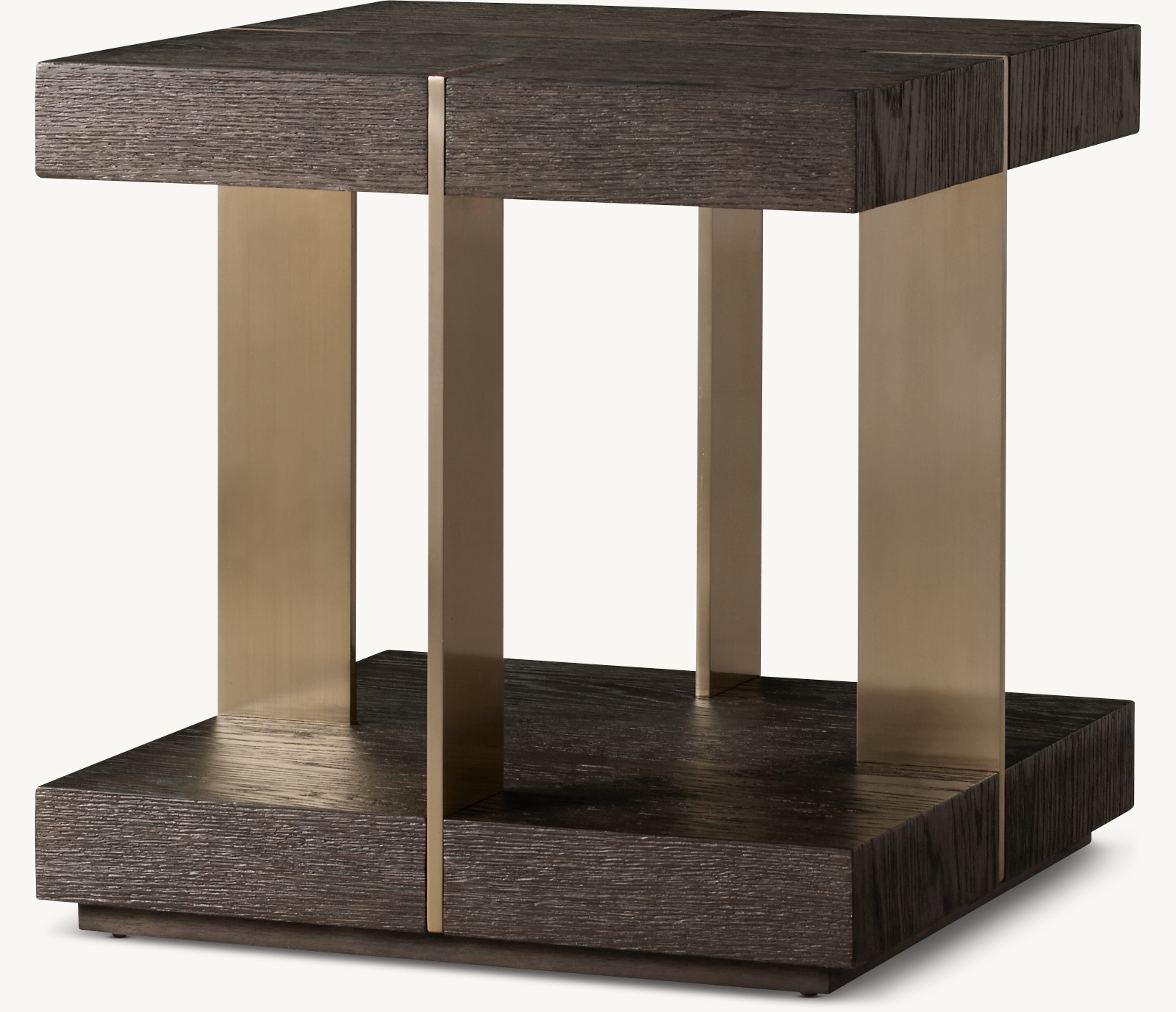 Detail view of Verrazano Square Side Table showing oak side table design