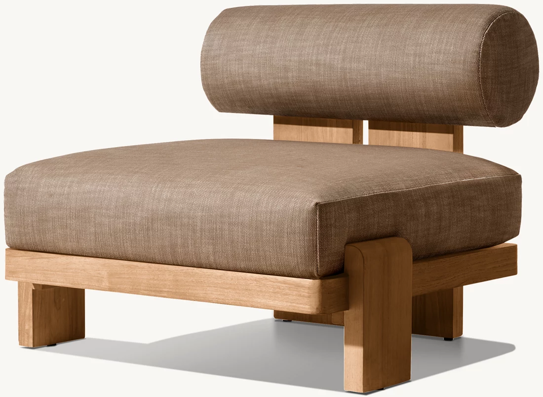Detail view of Vigo Teak Lounge Chair showing teak lounge chair design