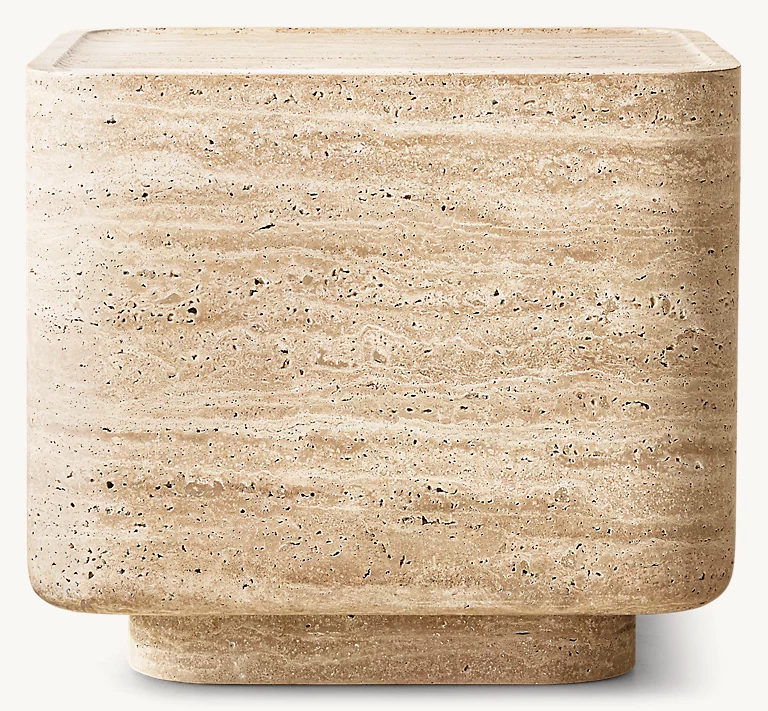 Detail view of Vitolo Carved Square Side Table showing marble side table design