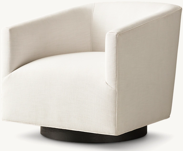 Detail view of Wren Swivel Chair showing oak armchair design