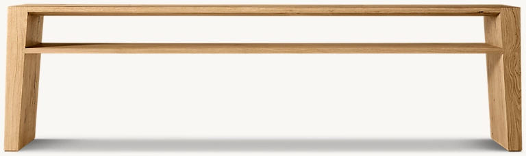 Detail view of Wyeth Oak Open Low Console Table showing oak console design